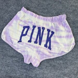 PINK Victoria's Secret Tie Dye Varsity Dolphin Lounge Shorts Purple White Sz Med